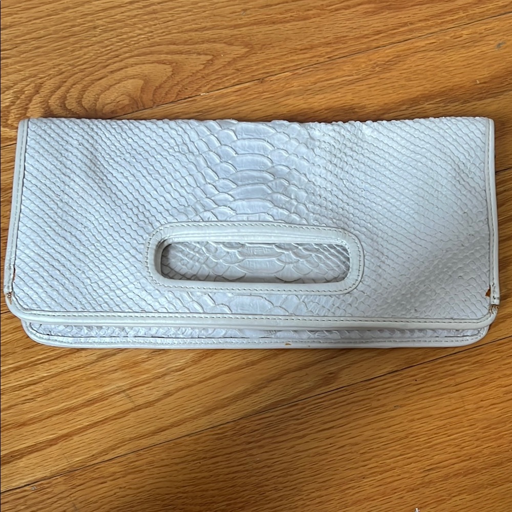 Coach Foldover Clutch in White Python print